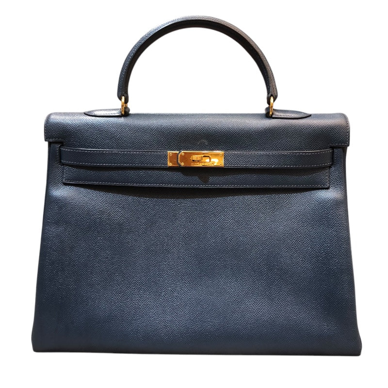 エルメス HERMES ケリー35 内縫い □A刻 ディープブルー ゴールド金具 クシュベル レディース ハンドバッグ