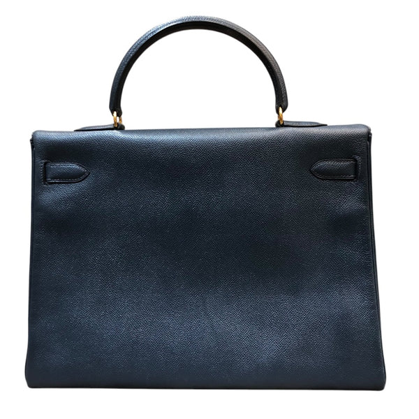 エルメス HERMES ケリー35 内縫い □A刻 ディープブルー ゴールド金具 クシュベル レディース ハンドバッグ