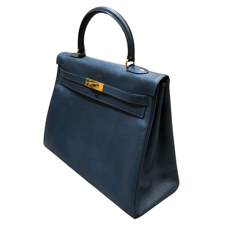 エルメス HERMES ケリー35 内縫い □A刻 ディープブルー ゴールド金具 クシュベル レディース ハンドバッグ