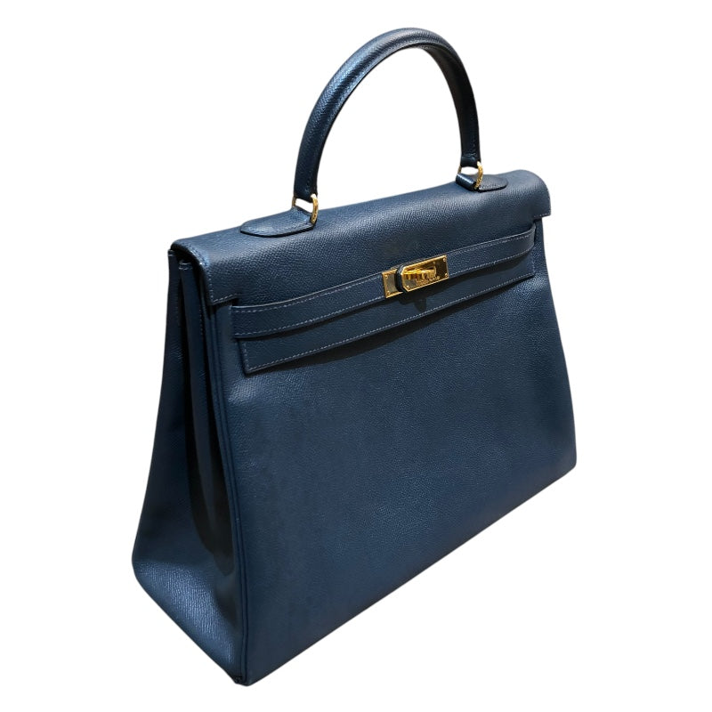 エルメス HERMES ケリー35 内縫い □A刻 ディープブルー ゴールド金具 クシュベル レディース ハンドバッグ