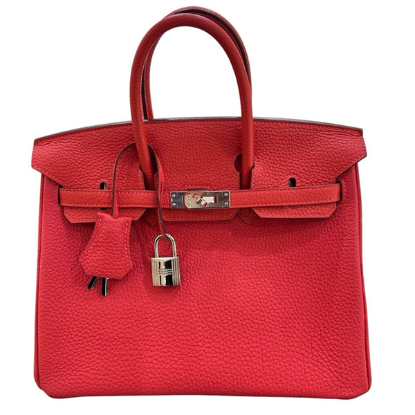 エルメス HERMES バーキン25 T刻 ルージュピヴォワンヌ/シルバー金具 トゴ レディース ハンドバッグ
