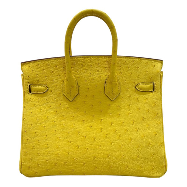 エルメス HERMES バーキン25 U刻 ジョーヌシトロオン・シルバー金具 オーストリッチ レディース ハンドバッグ