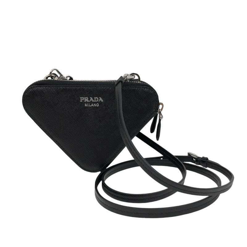 プラダ PRADA トライアングルショルダーバッグ 1NR015 ブラック シルバー金具 サフィアーノレザー レディース ショルダーバッグ