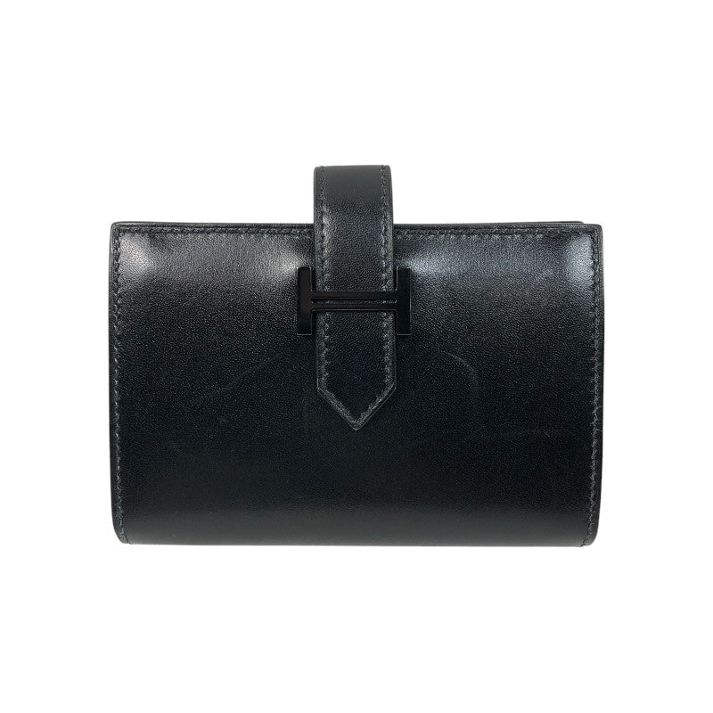エルメス HERMES ベアンミニ B刻 ブラック ブラック金具 ボックスカーフ レディース カードケース