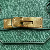 エルメス HERMES オータクロア32 〇W刻 グリーン ゴールド金具 クシュベル ユニセックス ハンドバッグ