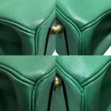 エルメス HERMES オータクロア32 〇W刻 グリーン ゴールド金具 クシュベル ユニセックス ハンドバッグ