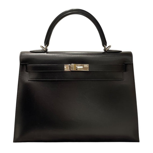 エルメス HERMES ケリー32 □L刻 ブラック シルバー金具 ボックスカーフ レディース ハンドバッグ