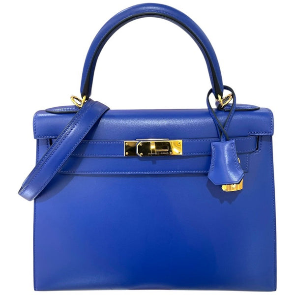 エルメス HERMES ケリー28 Ｄ刻 ブルーエレクトリック・ゴールド金具 タデラクト レディース ハンドバッグ