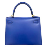 エルメス HERMES ケリー28 Ｄ刻 ブルーエレクトリック・ゴールド金具 タデラクト レディース ハンドバッグ