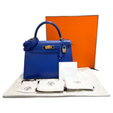 エルメス HERMES ケリー28 Ｄ刻 ブルーエレクトリック・ゴールド金具 タデラクト レディース ハンドバッグ