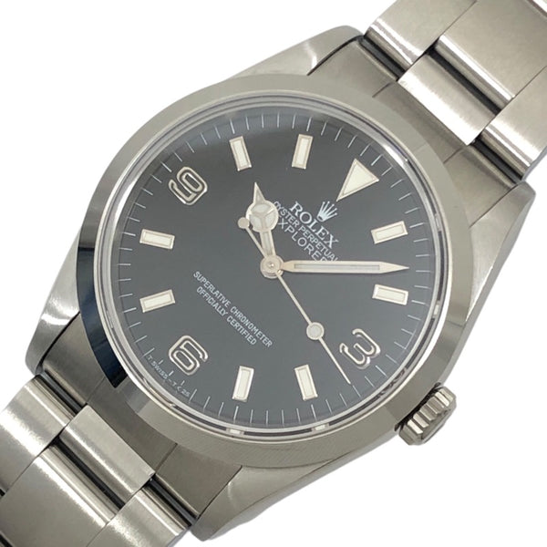ロレックス ROLEX エクスプローラー1 ブラックアウト ホワイトレター N番 14270 ブラック SS メンズ 腕時計