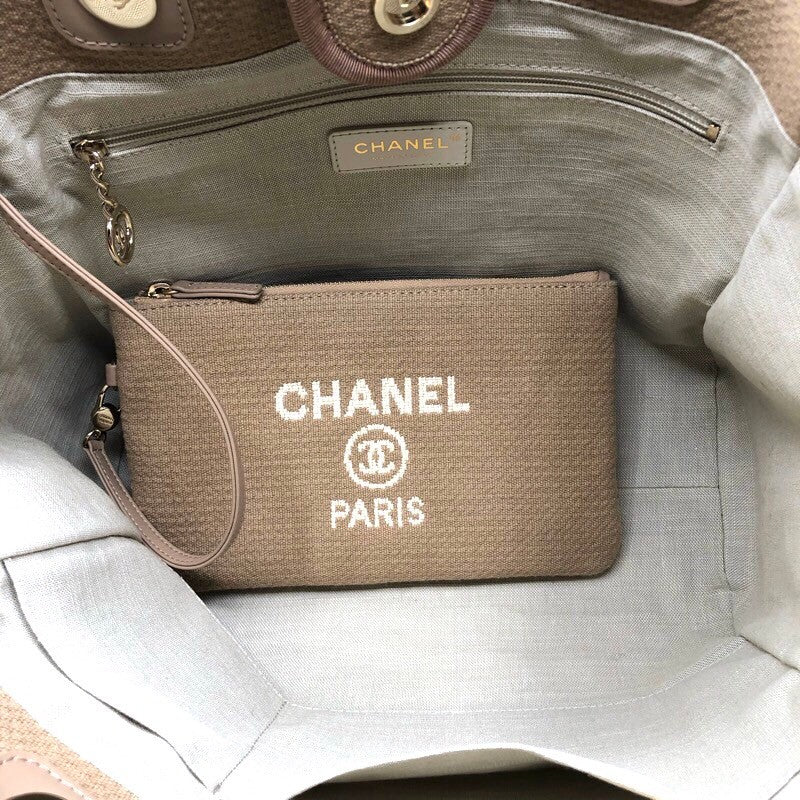 シャネル CHANEL ドーヴィルショッピングバッグ AS3351 ベージュ/GD金具 ミックスファイバー レディース ショルダーバッグ