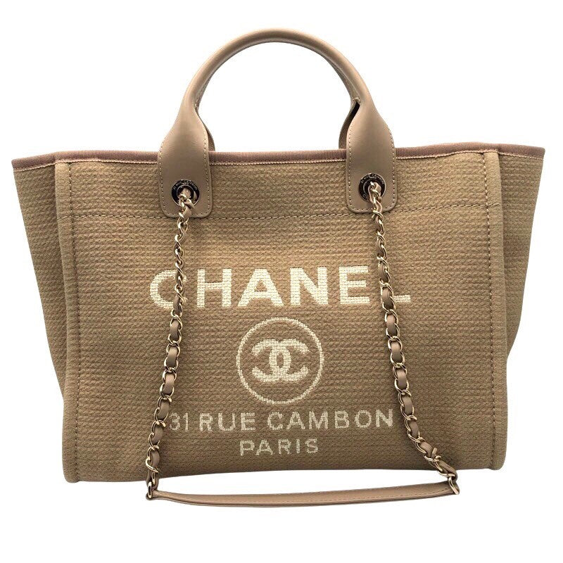 シャネル CHANEL ドーヴィルショッピングバッグ AS3351 ベージュ/GD金具 ミックスファイバー レディース ショルダーバッグ