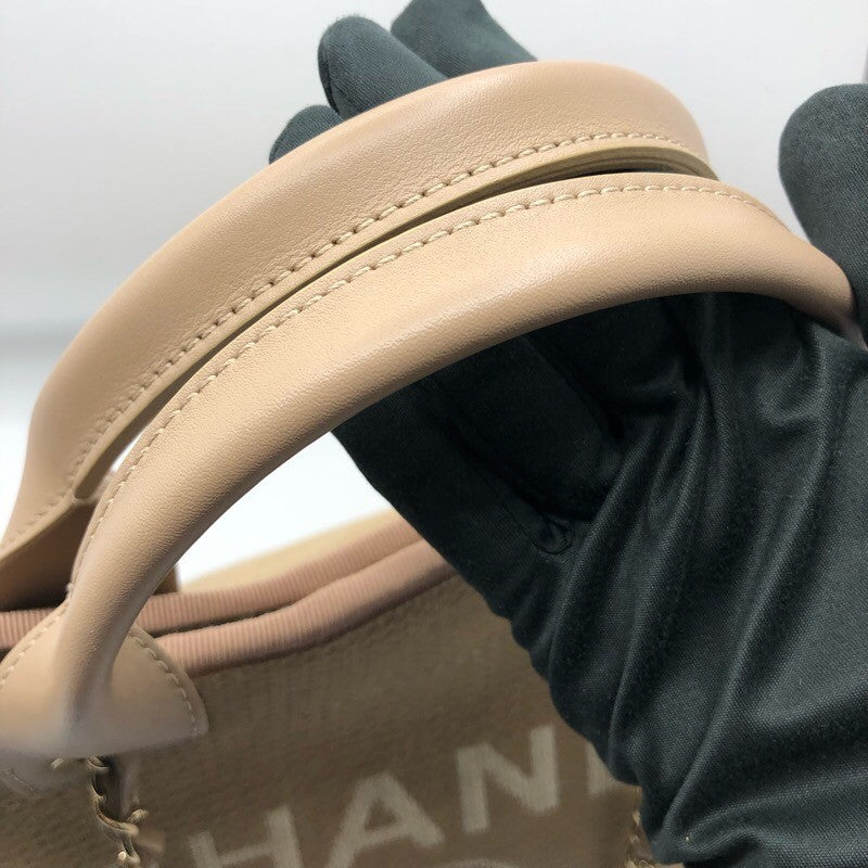 シャネル CHANEL ドーヴィルショッピングバッグ AS3351 ベージュ/GD金具 ミックスファイバー レディース ショルダーバッグ シャネル CHANEL ドーヴィルショッピングバッグ AS3351 ベージュ/GD