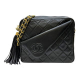 シャネル CHANEL マトラッセ フリンジ チェーンショルダーバッグ 0番台 ブラック ゴールド金具 ラムスキン レディース ショルダーバッグ