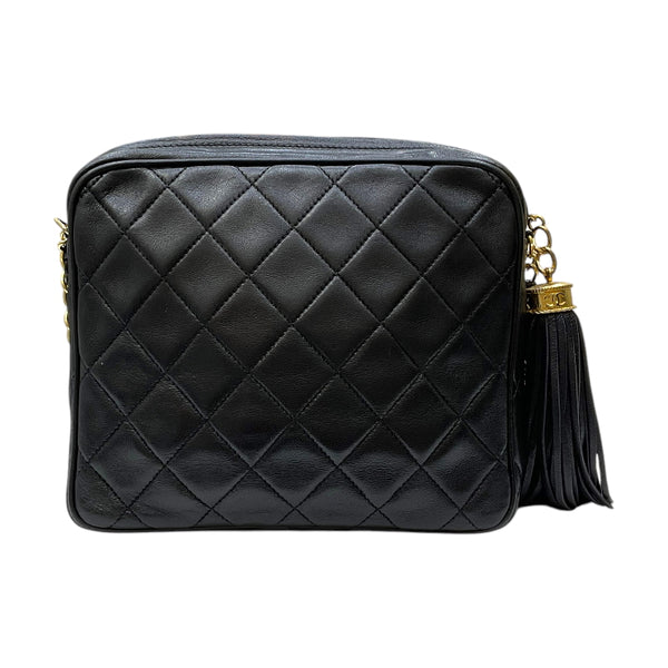 シャネル CHANEL マトラッセ フリンジ チェーンショルダーバッグ 0番台 ブラック ゴールド金具 ラムスキン レディース ショルダーバッグ