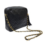 シャネル CHANEL マトラッセ フリンジ チェーンショルダーバッグ 0番台 ブラック ゴールド金具 ラムスキン レディース ショルダーバッグ