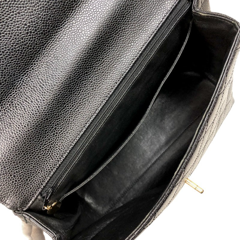 シャネル CHANEL マトラッセトップハンドルバッグ A12397 11番台 ブラック ゴールド金具 キャビアスキン レディース ハンドバッグ