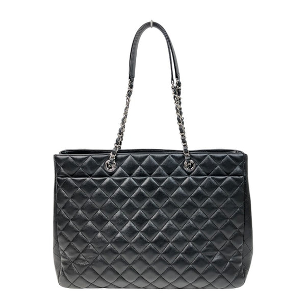 シャネル CHANEL マトラッセラージショッピングバッグ 23番台 ブラック シルバー金具 ラムスキン レディース トートバッグ