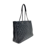 シャネル CHANEL マトラッセラージショッピングバッグ 23番台 ブラック シルバー金具 ラムスキン レディース トートバッグ