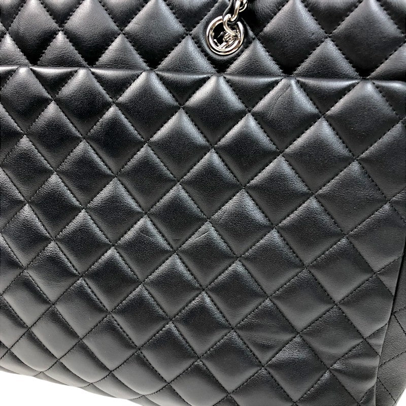 シャネル CHANEL マトラッセラージショッピングバッグ 23番台 ブラック シルバー金具 ラムスキン レディース トートバッグ