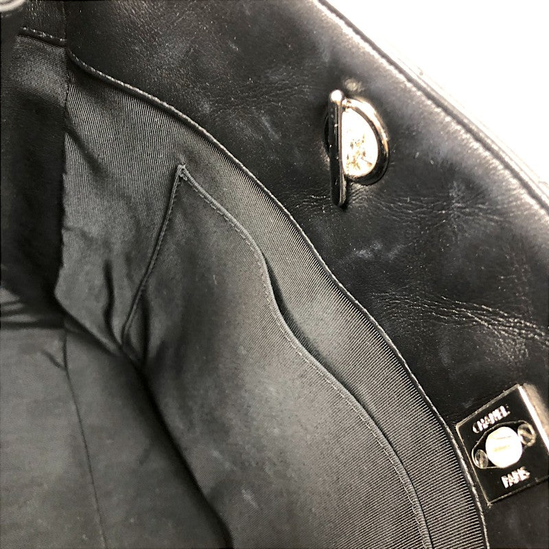 シャネル CHANEL マトラッセラージショッピングバッグ 23番台 ブラック シルバー金具 ラムスキン レディース トートバッグ