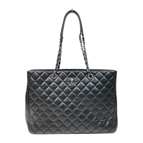 シャネル CHANEL マトラッセラージショッピングバッグ 23番台 ブラック シルバー金具 ラムスキン レディース トートバッグ