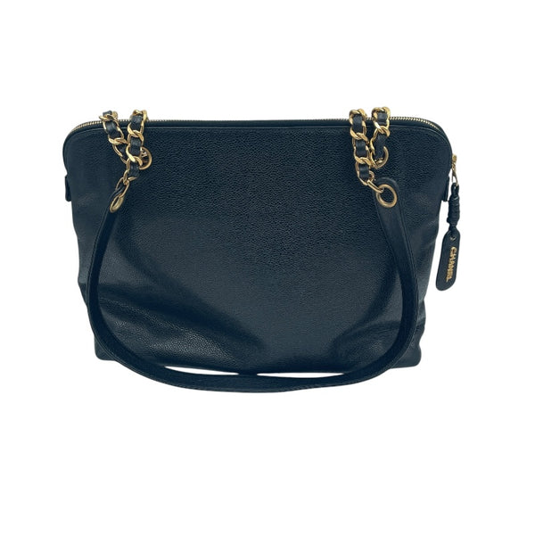 シャネル CHANEL ターンロック チェーントートバッグ ブラック キャビアスキン レディース トートバッグ