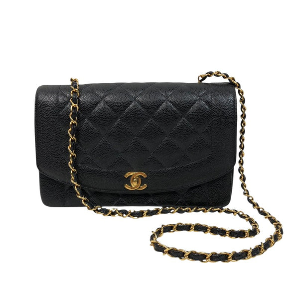 シャネル CHANEL ダイアナ25 A01165 3番台 ブラック ゴールド金具 キャビアスキン レディース ショルダーバッグ