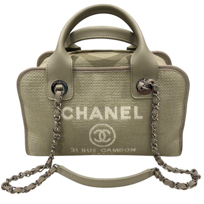 シャネル CHANEL ドーヴィル スモールボーリングバッグ A92749 トープ/シルバー金具 ミックスファイバー レディース トートバッグ