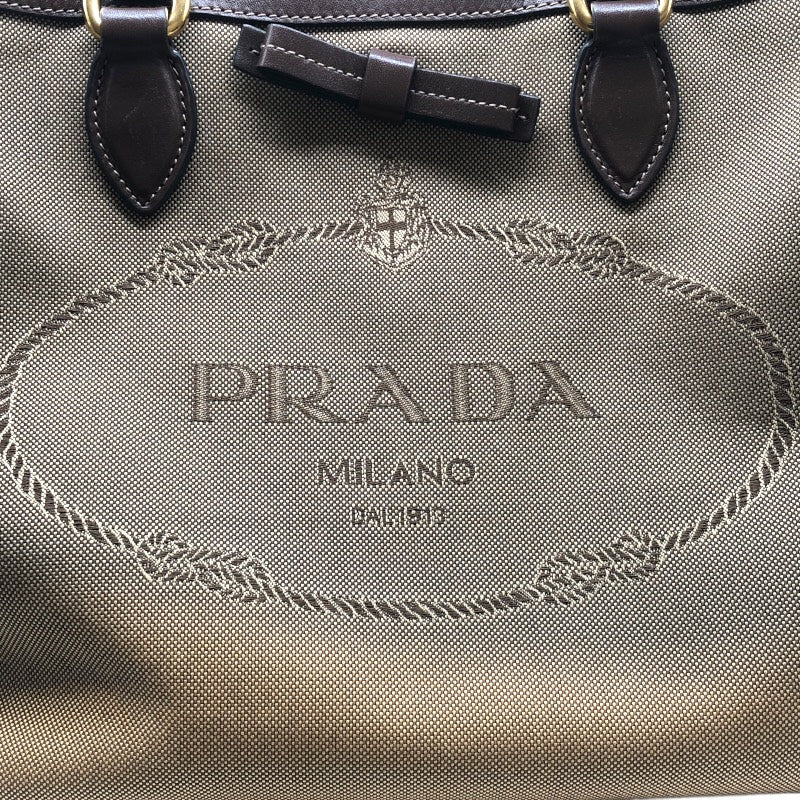 プラダ PRADA ロゴジャガード トートバッグ 1BA579 ブラウン ナイロンジャガード レディース トートバッグ