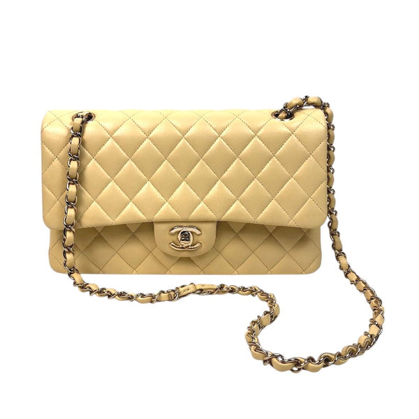 シャネル CHANEL マトラッセ25 A01112 30番台 イエロー ゴールド金具 ラム レディース ショルダーバッグ