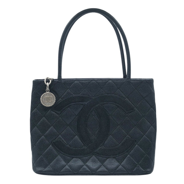 シャネル CHANEL 復刻トート A01804 ブラック　シルバー金具 キャビアスキン レディース ハンドバッグ