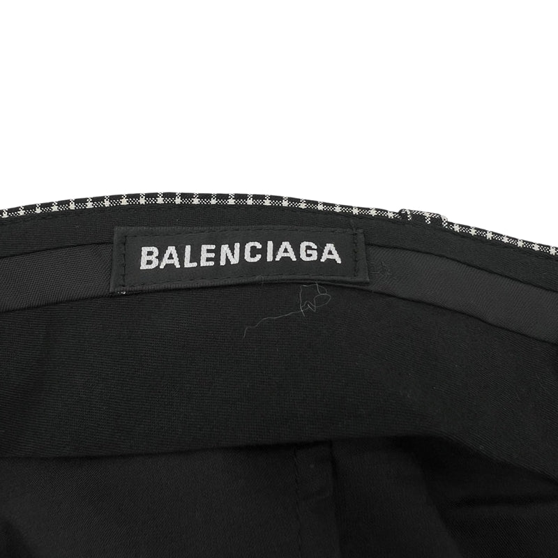 バレンシアガ BALENCIAGA チェック ワイドスラックスパンツ ブラック
