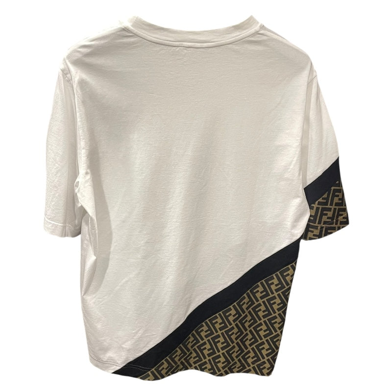 フェンディ FENDI FF柄切替デザインTシャツ FAF682 ホワイト コットン メンズ 半袖Ｔシャツ