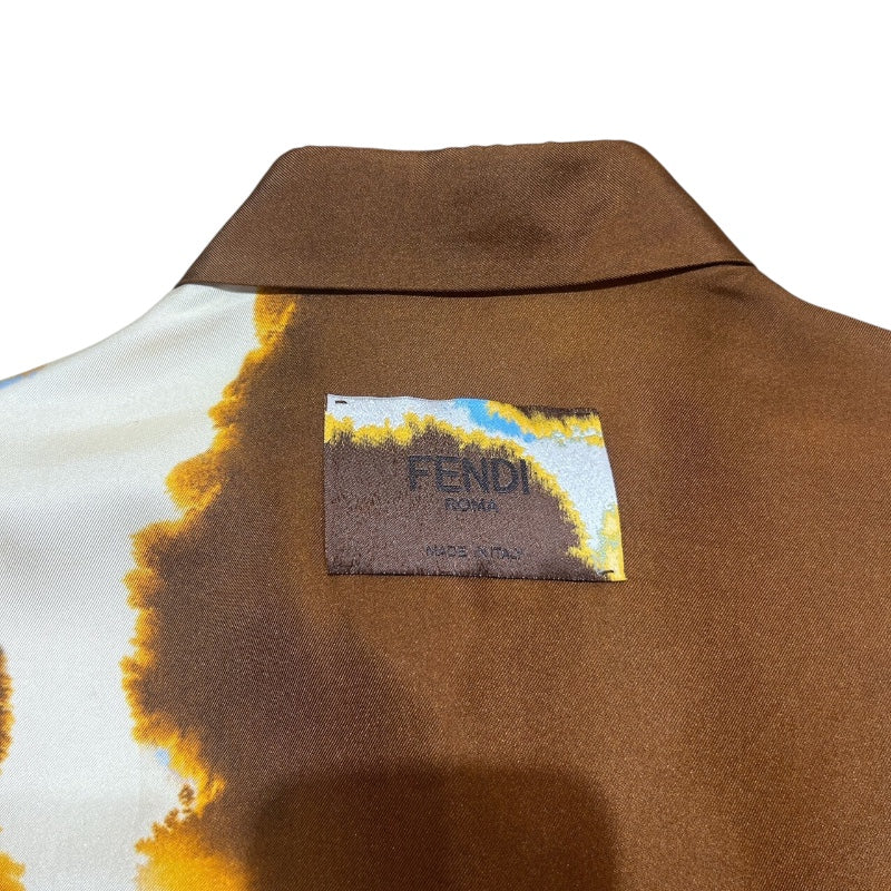 FENDI シルク長袖シャツ 黒・オレンジ FENDI シルク長袖シャツ 黒・オレンジ
