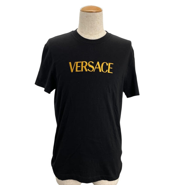 ヴェルサーチ VERSACE ロゴTシャツ 1011860 ブラック コットン メンズ 半袖Ｔシャツ
