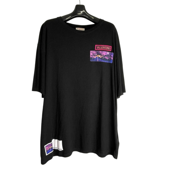 ヴァレンティノ VALENTINO ロゴパッチTシャツ XV3MG11H861 ブラック コットン メンズ 半袖Ｔシャツ