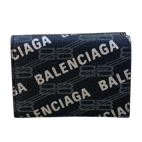 バレンシアガ BALENCIAGA キャッシュミニウォレット 594312 ブラック レザー ユニセックス 三つ折り財布