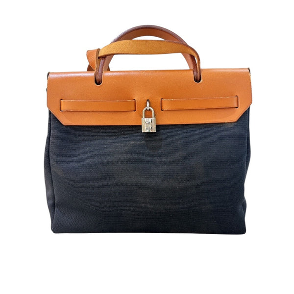 エルメス HERMES エールバッグPM □D刻 ブラック・ゴールド　シルバー金具 トワル レディース ハンドバッグ