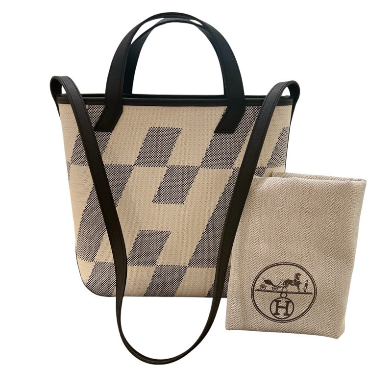 エルメス HERMES アンビエPM B刻 アイボリー・ブラック トワル/スイフト レディース ハンドバッグ