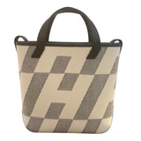 エルメス HERMES アンビエPM B刻 アイボリー・ブラック トワル/スイフト レディース ハンドバッグ