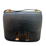 エルメス HERMES コンスタンス3 24 Y刻 ブラック ゴールド金具 アリゲーターマット レディース ショルダーバッグ