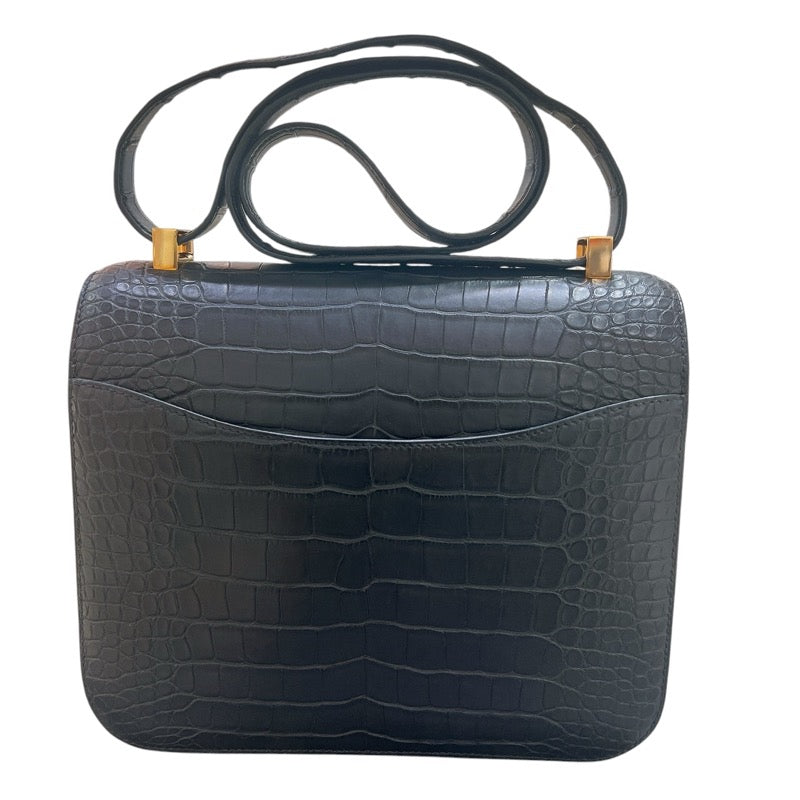 エルメス HERMES コンスタンス3 24 Y刻 ブラック ゴールド金具 アリゲーターマット レディース ショルダーバッグ エルメス HERMES コンスタンス3 24 Y刻 ブラック ゴールド金具