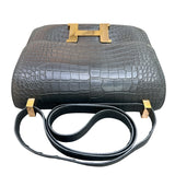 エルメス HERMES コンスタンス3 24 Y刻 ブラック ゴールド金具 アリゲーターマット レディース ショルダーバッグ