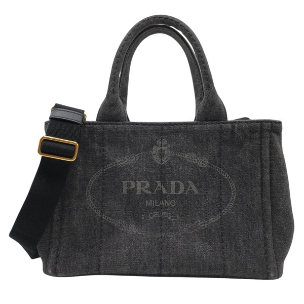 プラダ PRADA カナパ スモール ブラック　GD金具 デニム レディース ショルダーバッグ