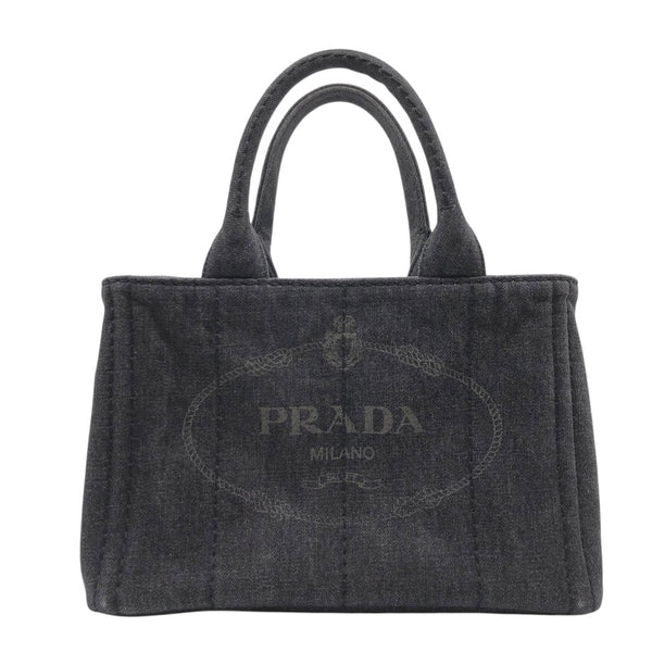 プラダ PRADA カナパ スモール ブラック　GD金具 デニム レディース ショルダーバッグ