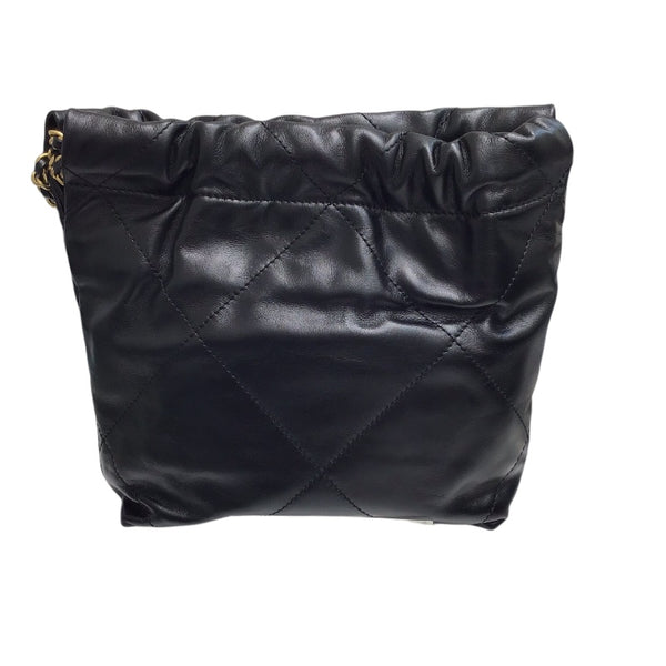 シャネル CHANEL CHANEL22　ミニバッグ ブラック シャイニーカーフスキン レディース ショルダーバッグ