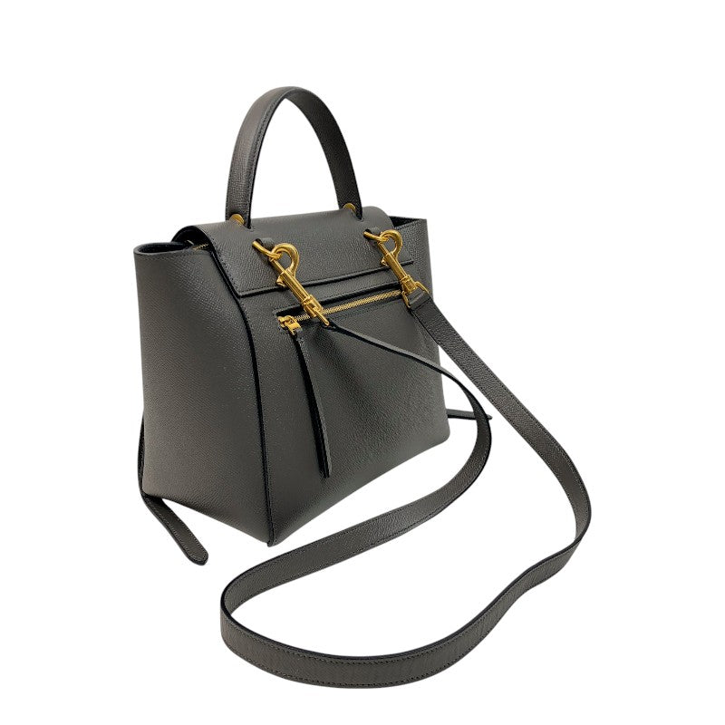 セリーヌ CELINE ベルトバッグ マイクロ 189153 グレー ゴールド金具 グレインカーフ レディース ハンドバッグ |  中古ブランドリユースショップ OKURA(おお蔵)