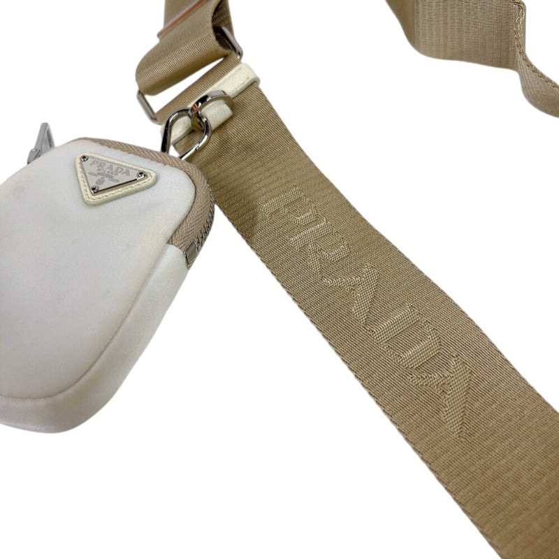 プラダ PRADA Re-Edition 2005 バッグ 1BH204 ホワイト　シルバー金具 ナイロン レディース ショルダーバッグ